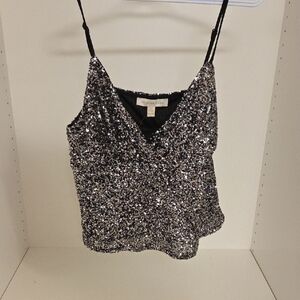 Monteau Black and Silver Sequin Camisole